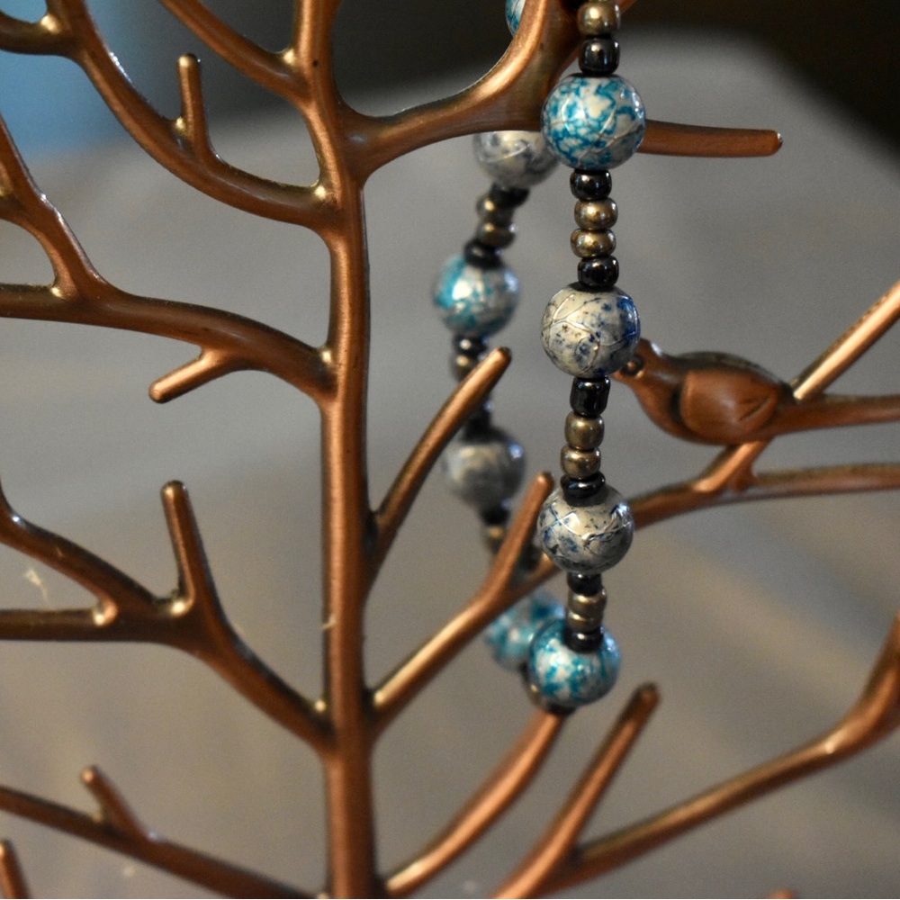 Handmade glass bead “stretchy” bracelet.